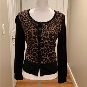 WHBM Reversible Black/Animal print sweater cardi